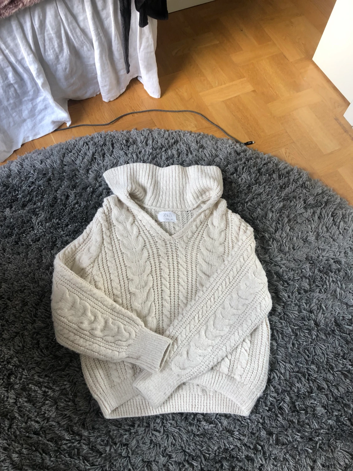 Zara tröja stickad vit  - 90