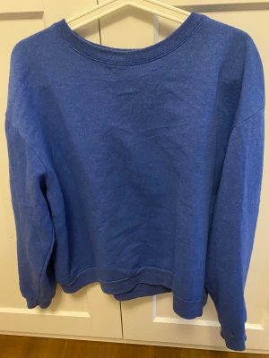Blå tjocktröja - Jättefin blå färg på denna tjocktröja! Köpt på Beyond Retro för 200kr. Jättebekväm, passar S/M