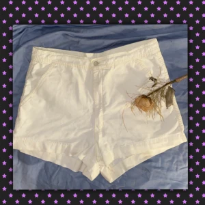 Vita högmidajde retro shorts - Vita högmidjade retro shorts. Märket är okänt då jag köpte dessa second hand. Mycket gott skick. Ej strechiga. Storlek: M❤️❤️