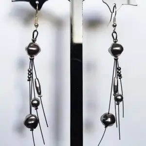 Handmade earrings, black and silver