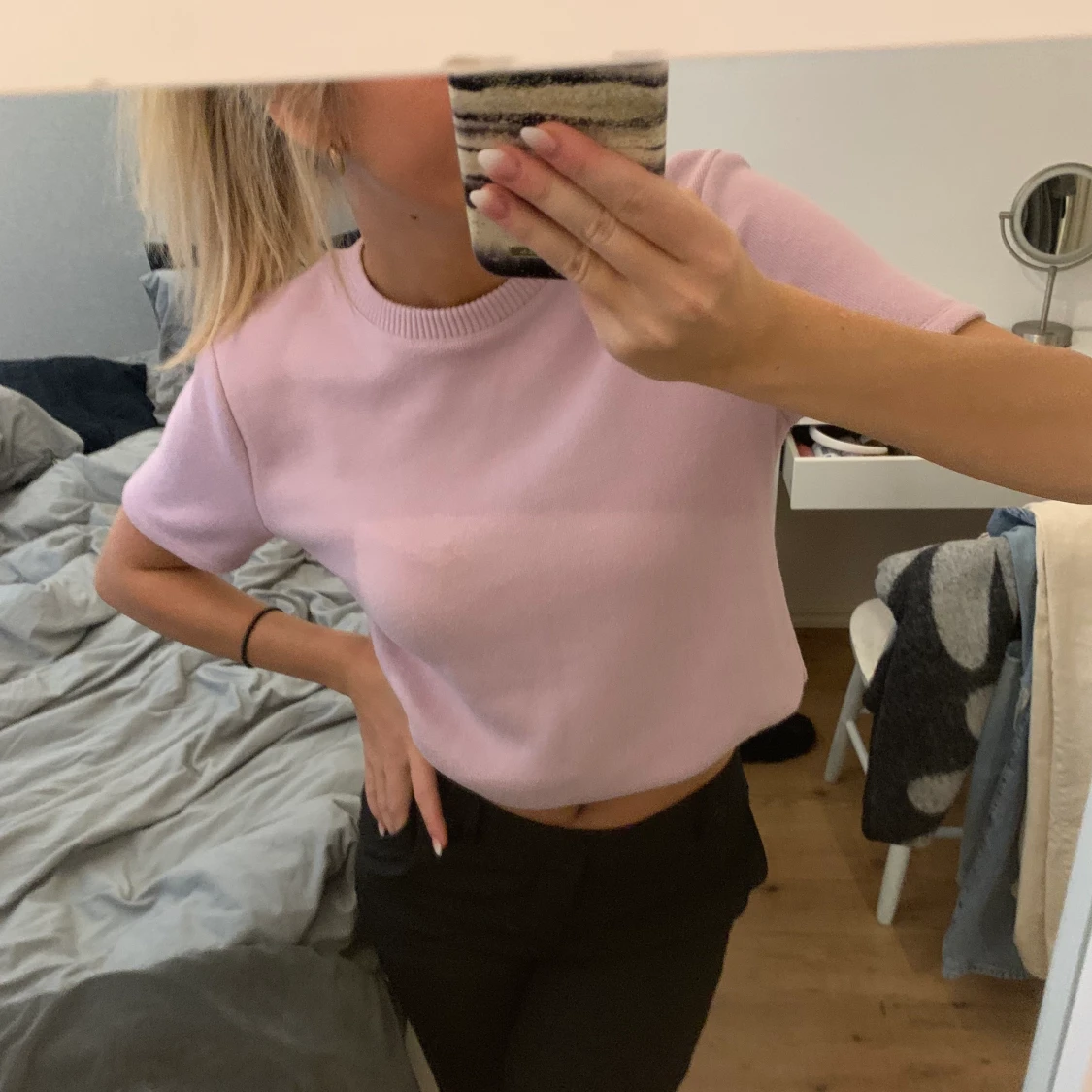 Rosa stickad t-shirt, Zara 