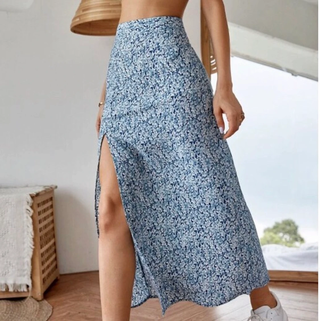 Blå/vit maxi kjol - 90