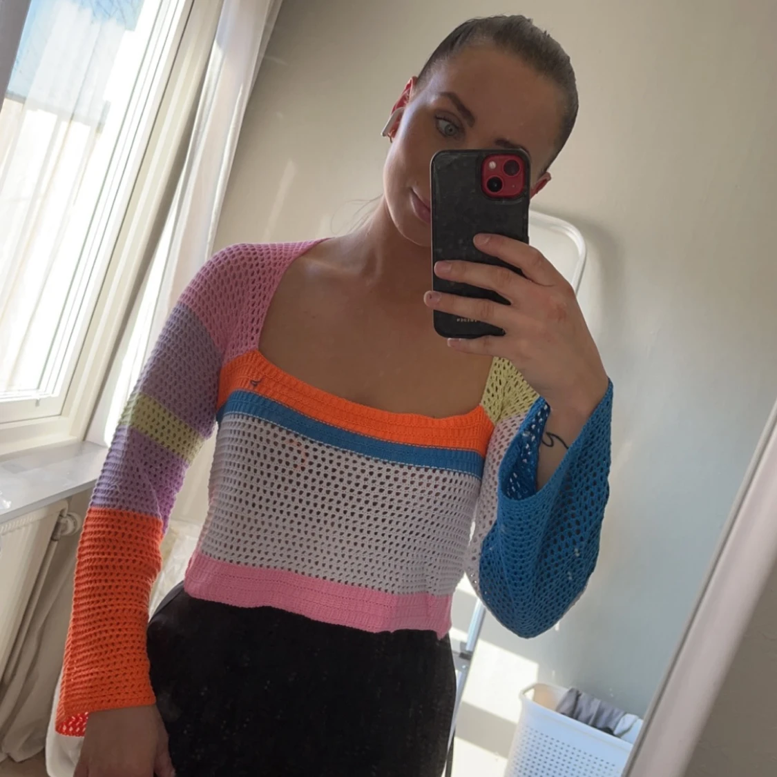 Virkad långärmad topp