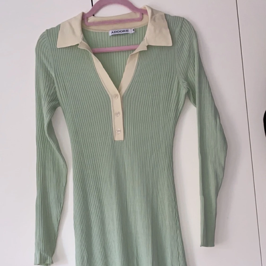 Adoore knitted Collar dress pistage  - 91