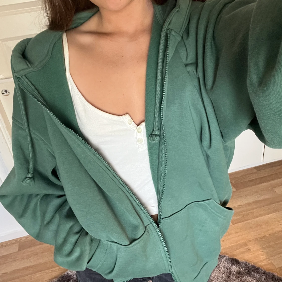 Grön zip hoodie - 90