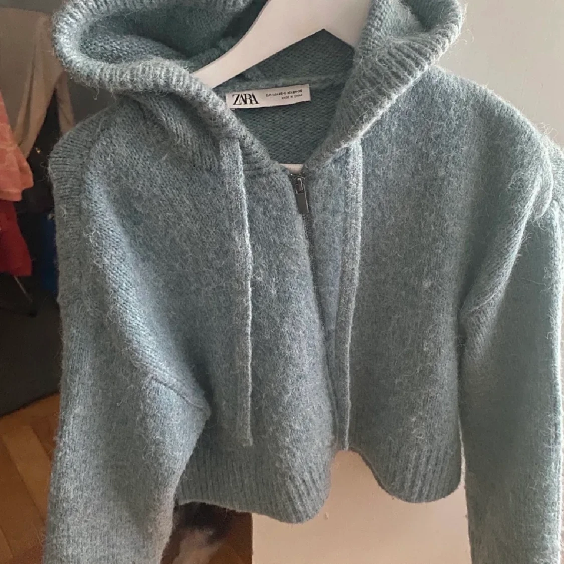 Blå stickad tröja  - 90