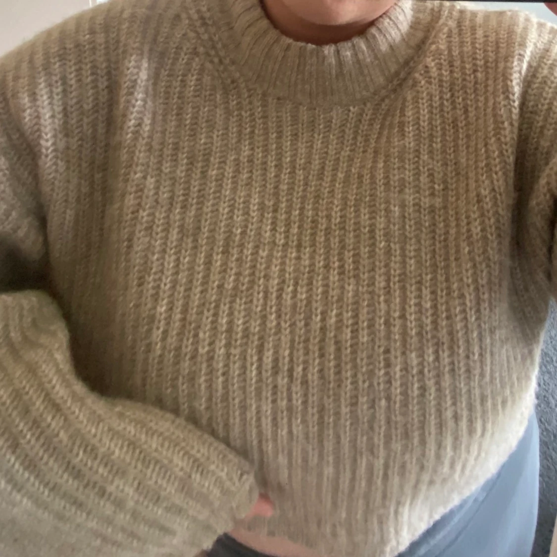 Kroppad stickad tröja - 90