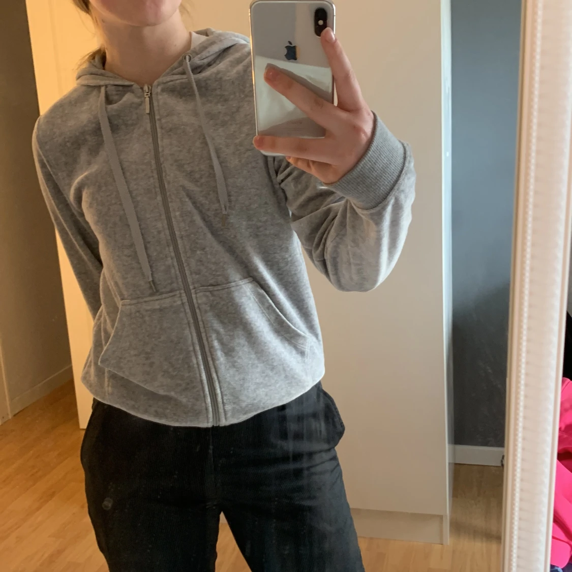 Grå zip hoodie - 90