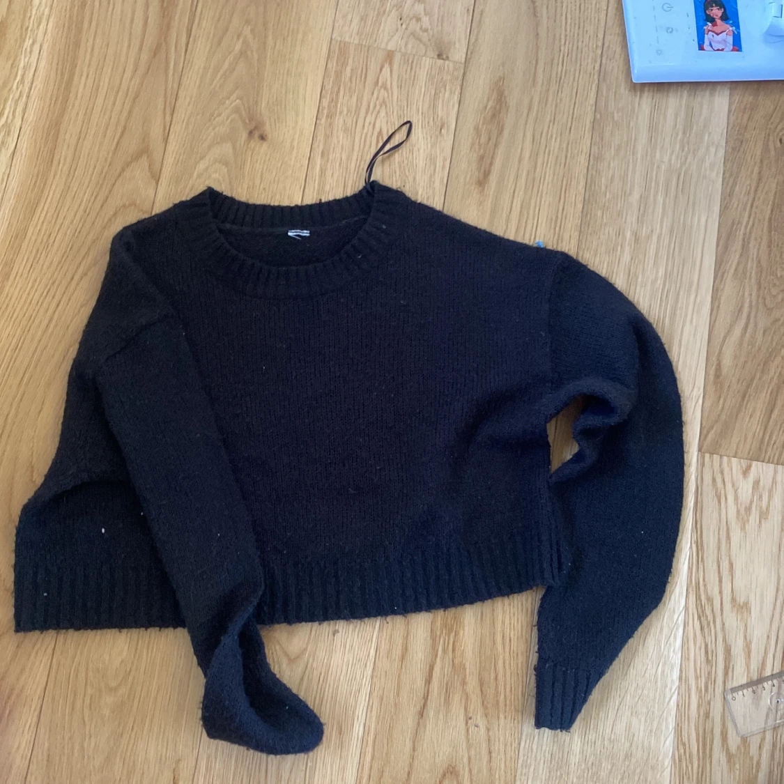 Svart stickad tröja XS