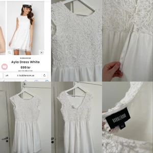 Studentklänning - Vit klänning, supersnygg till studenten! Använde den själv på min egen🥰 Storlek 42