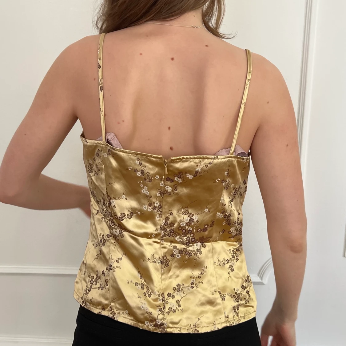 y2k guld topp blommig - 90