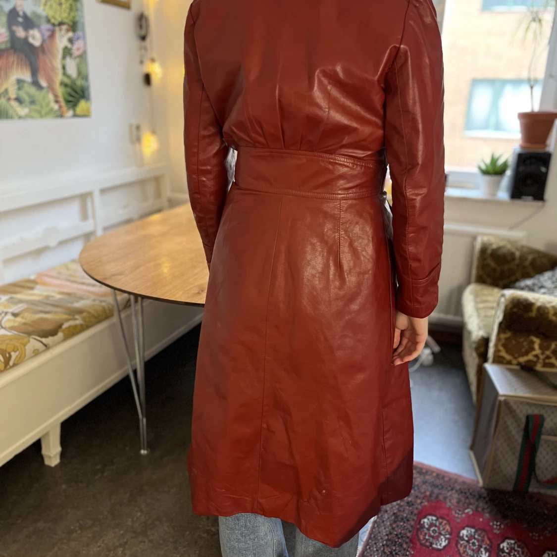 Vintage röd skinnkappa  - 91