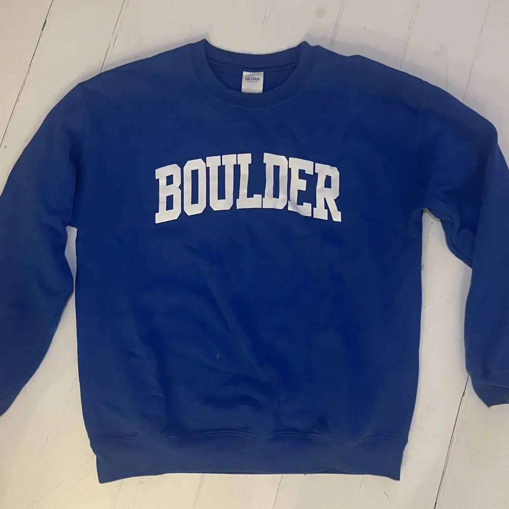 Boulder-hoodie (college-style) i fin klarblå färg. Använd några gånger med i fint skick 💙. Hoodies.