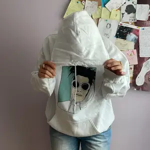 Size - M, Condition - good, Style -  white graphic design hoodie, comfy, oversized 