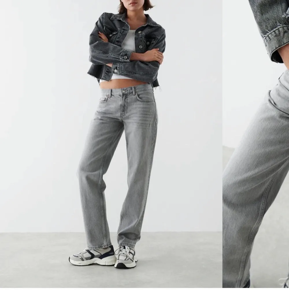 Helt nya low grå jeans från gina med prislappen kvar💕 . Jeans & Byxor.