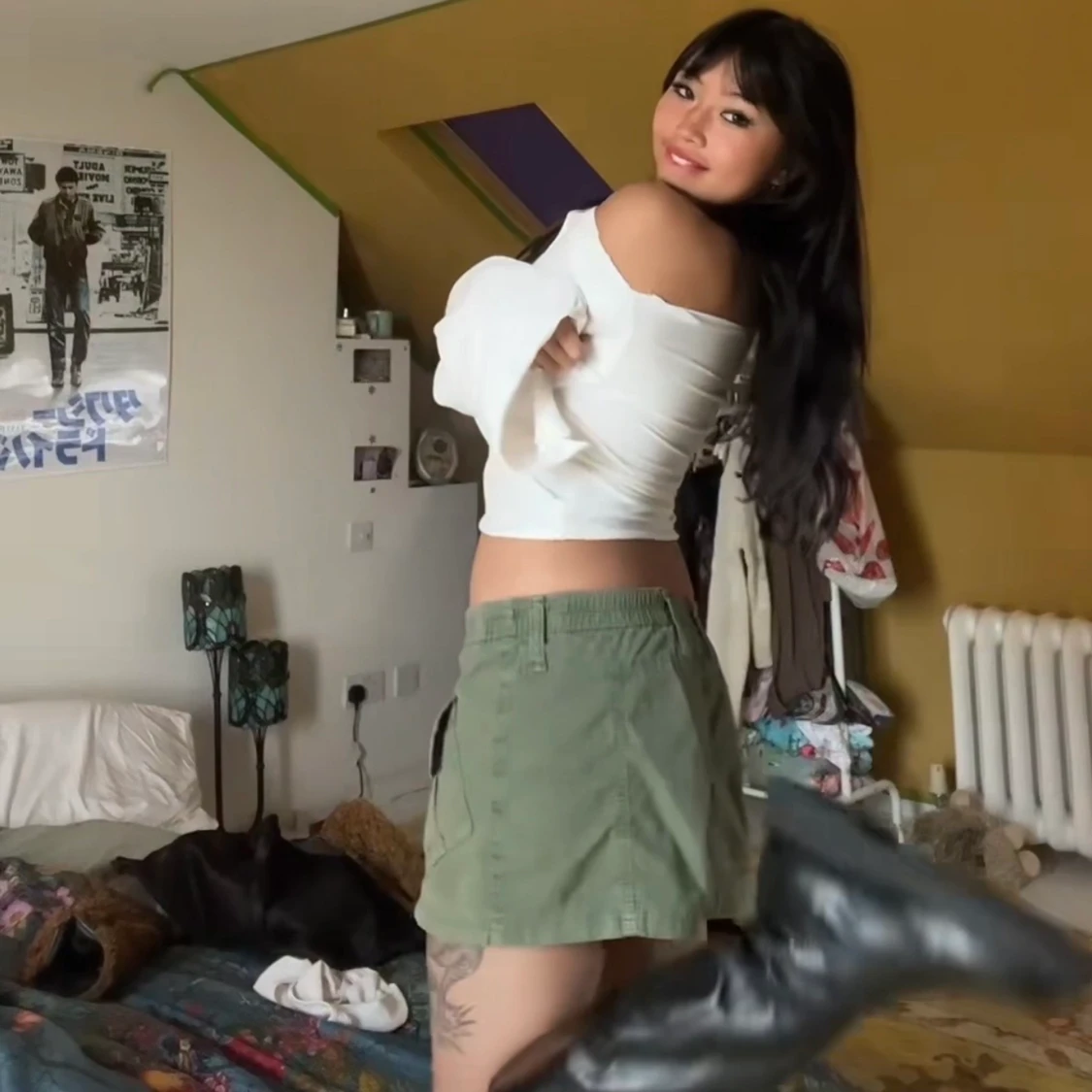 Grön kjol lågmidjad kjol  - 90