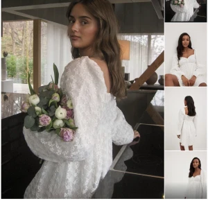 Vit klänning - Säljer denna sjukt snygga klänningen perfekt till studenten, aldrig använd med prislapp kvar i storlek 36, helt slutsåld!!köpare står för frakt