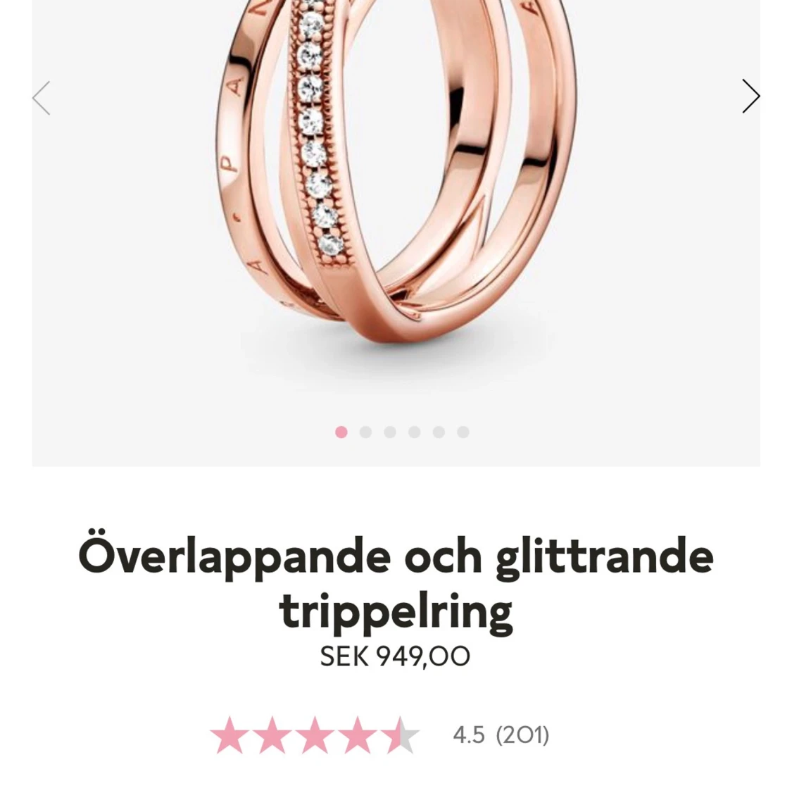 Pandora roséguld pläterad ring