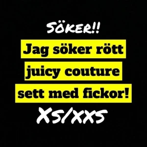 Rött juicy couture sett - Söker rött juicy couture sett i storlek xs eller xxs!! Färgen spelar inte så stor roll men helst rött 💃❤️ Helst inte för dyrt!! 