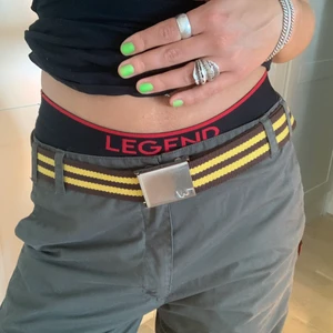 Randigt skärp  - Skärp utan hål utan endast spänne framtill. På mig som har 27 i midja finns det ca 30cm kvar på skärpet när jag spänt det. Kan mäta exakt vid intresse!🎀