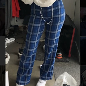 Rutiga kostymer  - Blåa rutiga kostymbyxor 