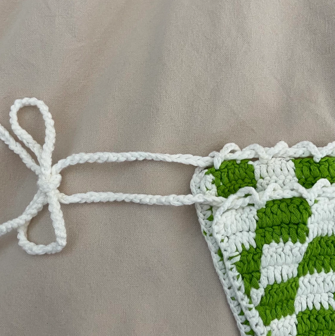 Crocheted bikini bottom green white new - 91