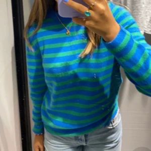 Zaratröja - (Lånad bild) säljer min supersköna randiga tröja från zara 💚💙