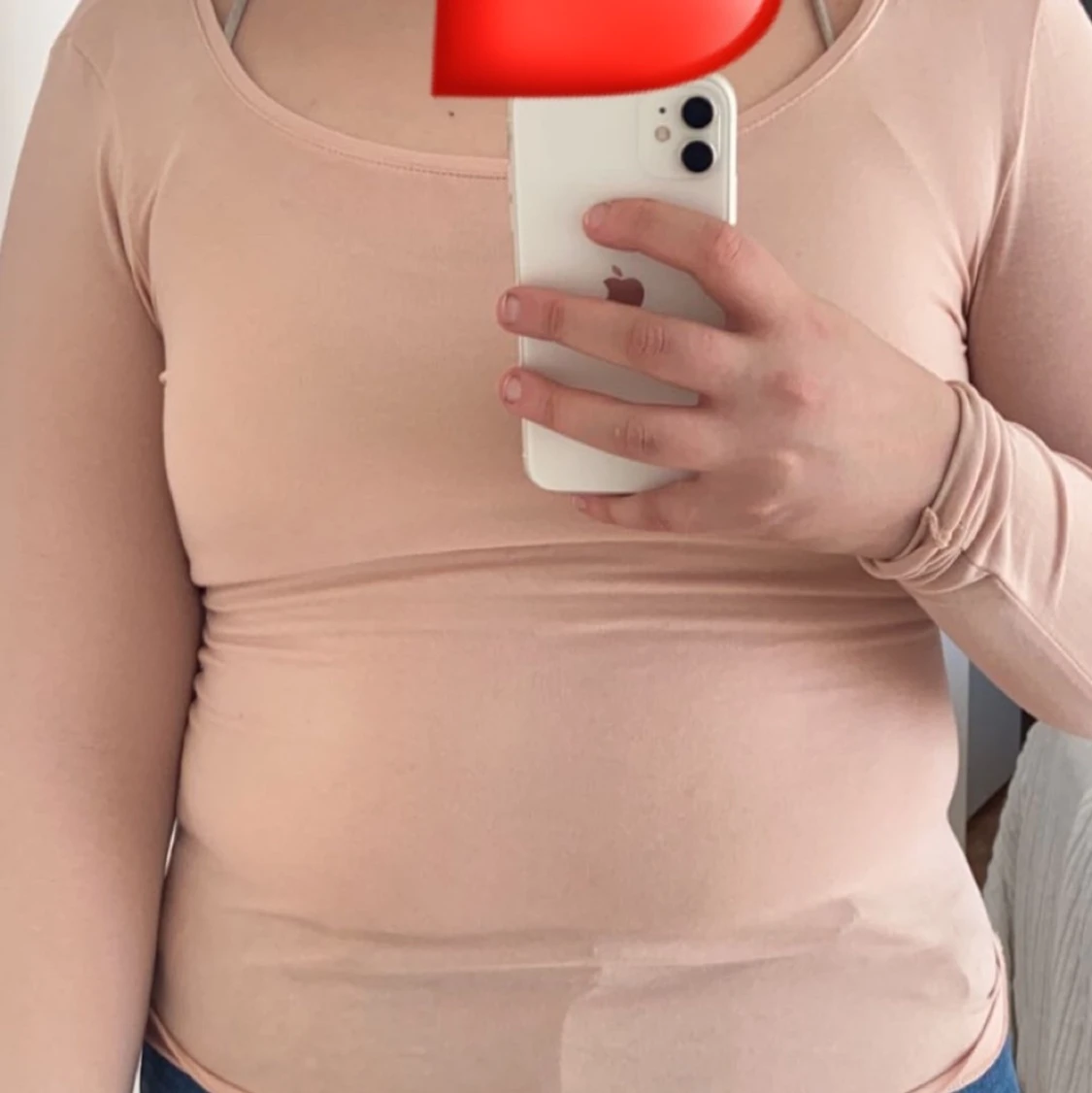 Lång ärmad topp ljus rosa  - 90