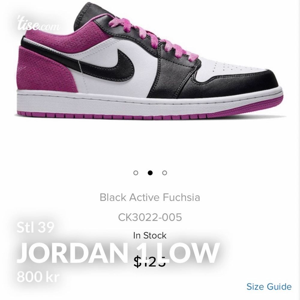 Säljer Jordan 1 low rosa! Stl 39 som nästan aldrig är använda. Pris kan diskuteras och eventuellt sänkas vid intresse!. Skor.