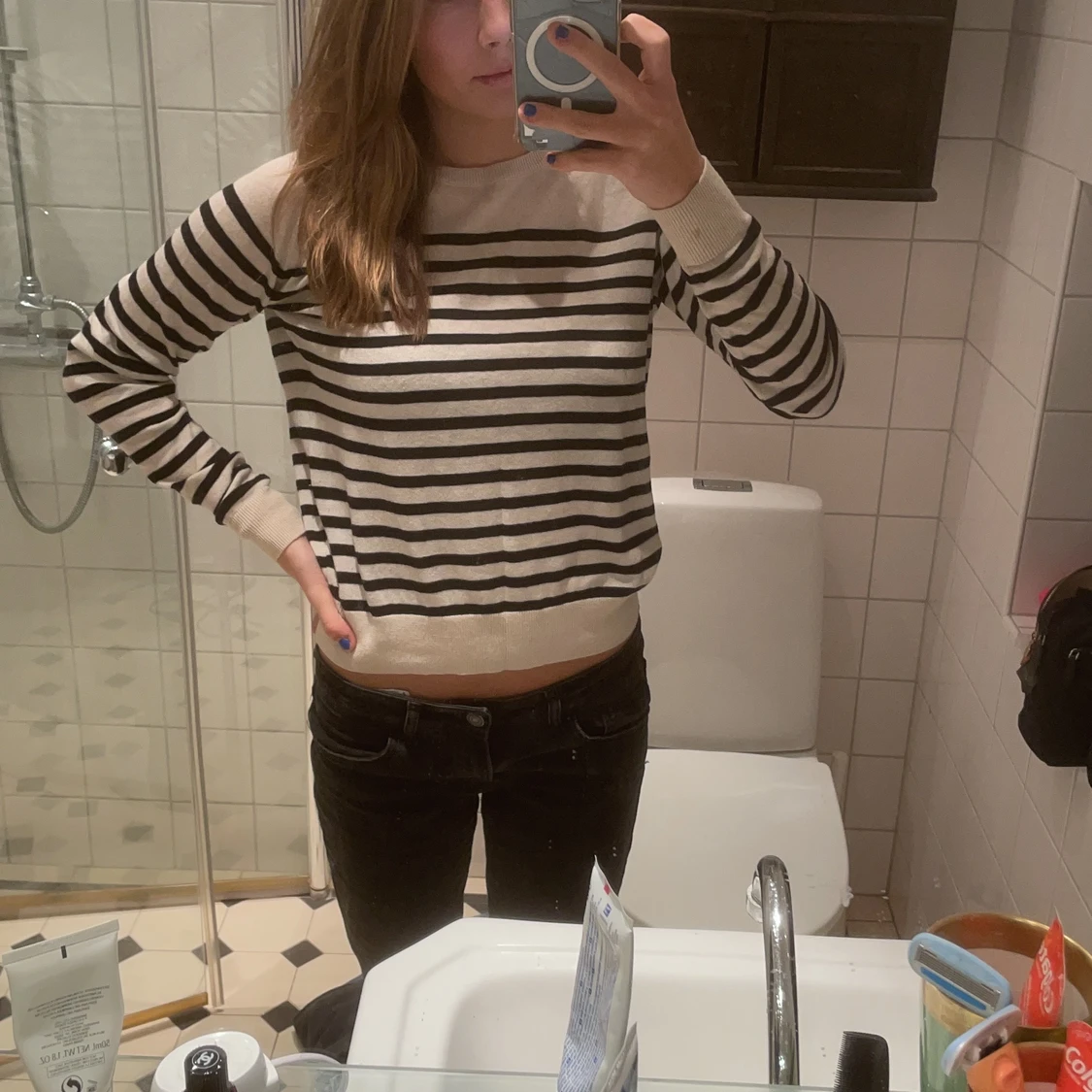 Randig långärmad tröja 