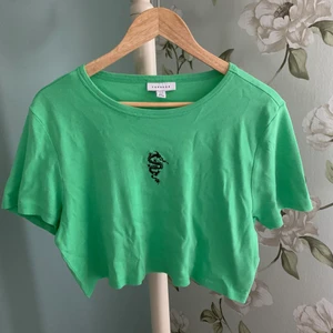 croppad tröja med drake  - en grön magtröja från topshop med draktryck 🐉