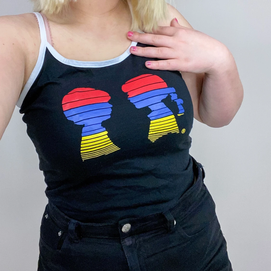 Svart linne med Tryck Storlek XS - 90