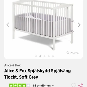 Spjälsängskydd helt NYTT - Helt NYTT sängskydd av märket Alice & fox (SE INFO PÅ BILD NR 3) Nypris: 399:- inköpt för 1 månad sedan och ej använd. Passar till vanlig spjälsäng.
