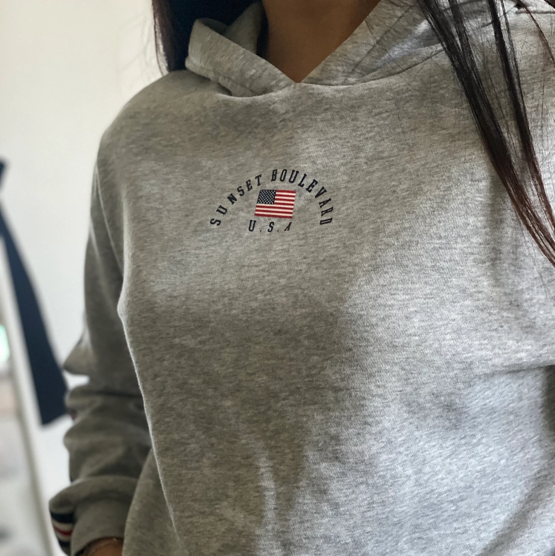 Grå hoodie med tryck