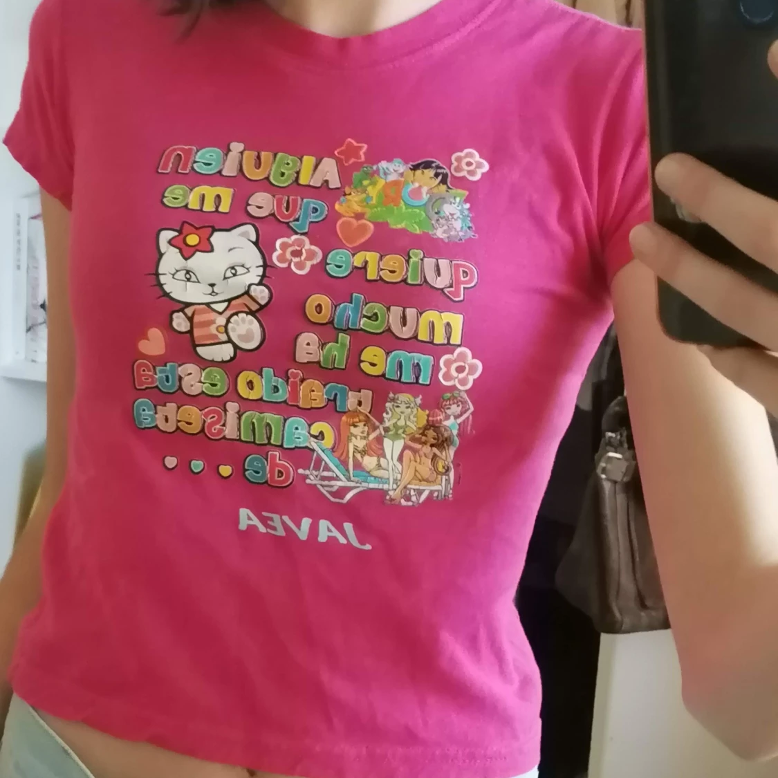 Rosa mini t-shirt med tryck