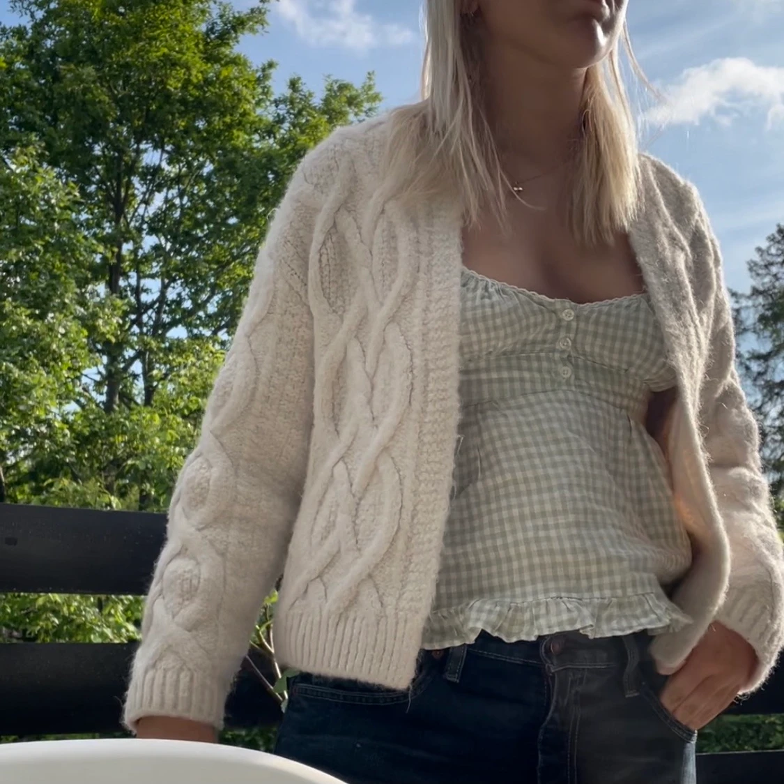 Supersöt stickad kofta från mango💗