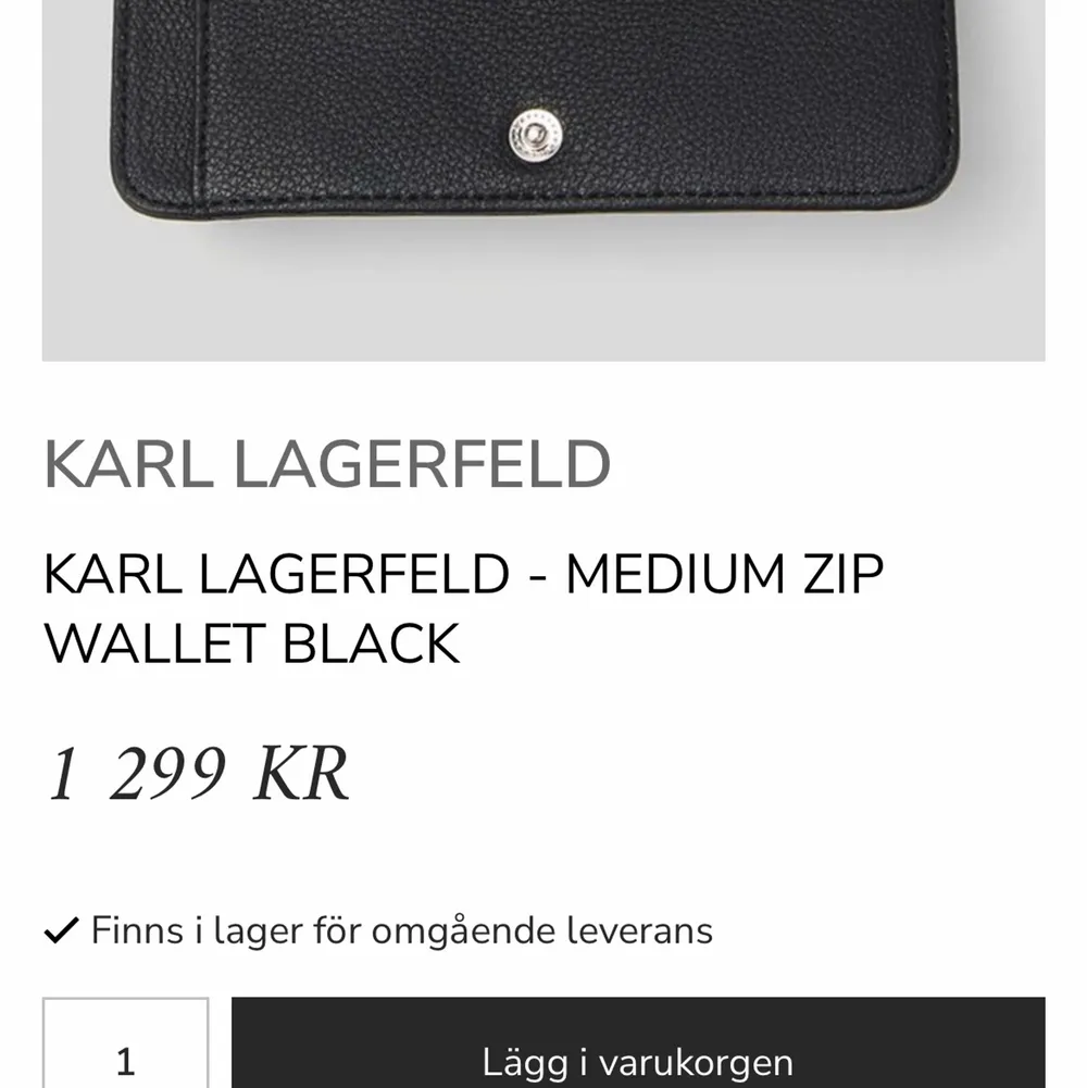 Plånbok från Karl Lagerfeld. Tycker verkligen jätte mycket om den men kommer inte till användning. Helt felfri och ser ut som ny❤️. Väskor.