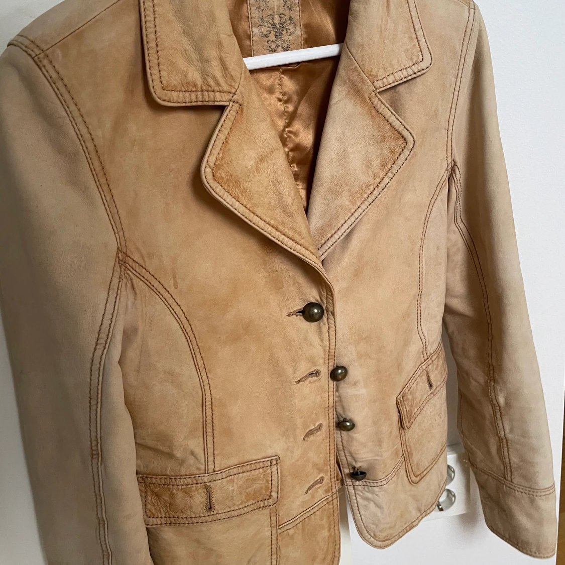 Vintage beige läder kavaj