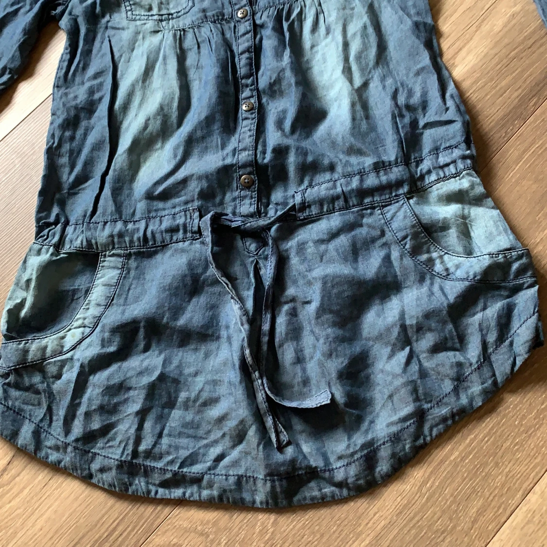 Snygg ”denim” mjuk kofta tröja knappar snörning 158 34 Xs - 90
