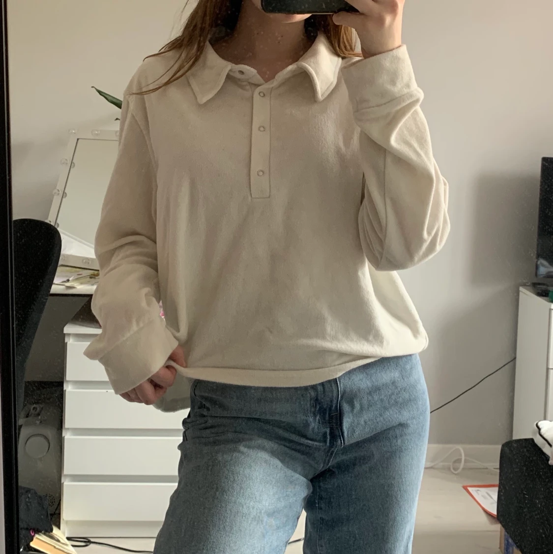 Vit collegtröja - 90