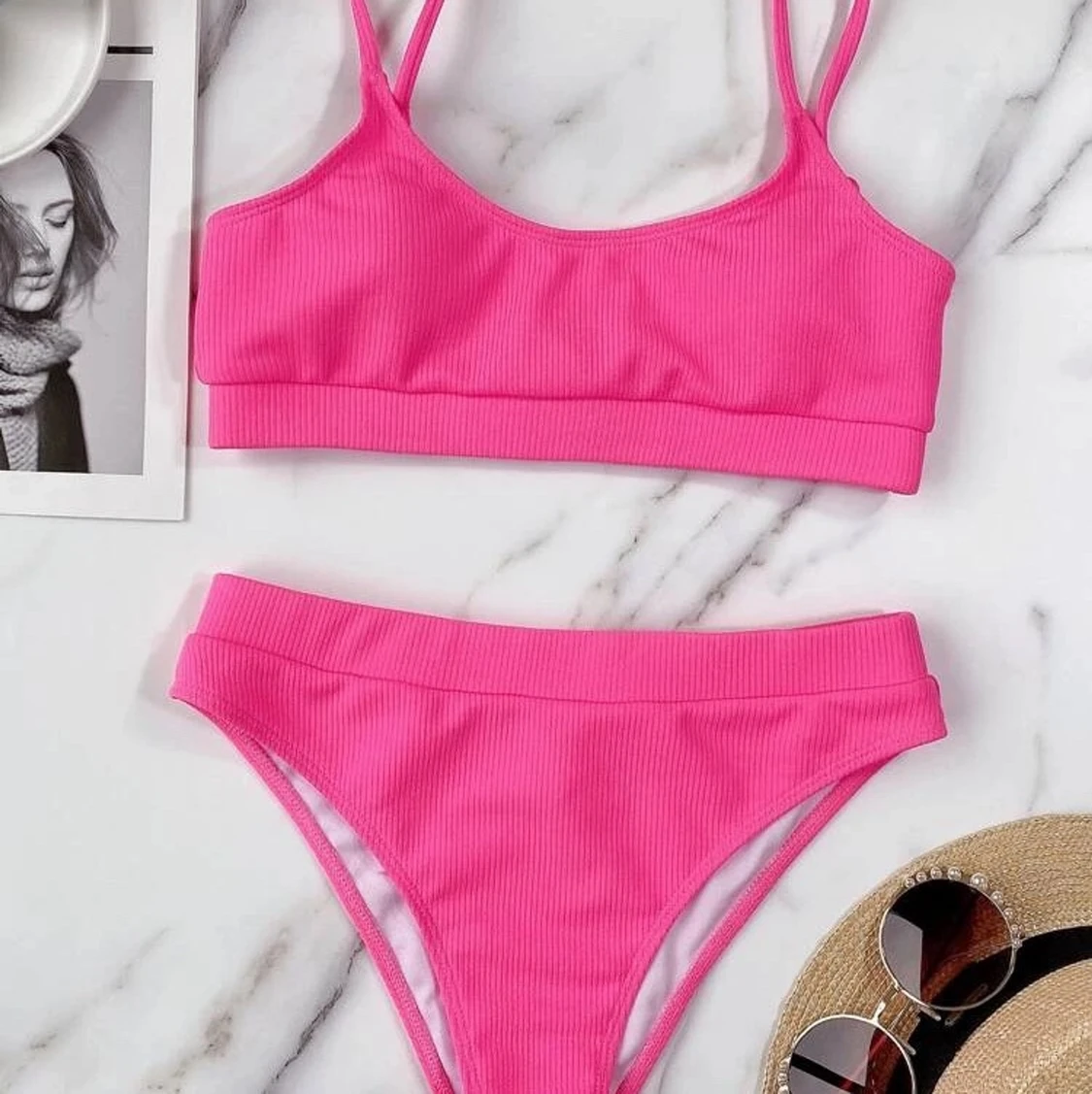 Rosa bikini med hög trosa från shein - 90