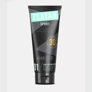 Zlatan Sport Sun Lotion Body & Face  - Innehåller solskyddsfaktor 30 skyddar din hud mot solens skadliga strålar. Produkten är lätt att applicera, går snabbt in i huden utan att kladda. Produkten är extra vatten- och svettresistent vilket gör den speciellt lämplig när du idrottar eller är aktiv. Innehåller fuktbindande ämnen och skyddande vitamin E samt mjukgörande olivolja. Milt parfymerad. Passar alla hudtyper. Ingår i grooming-serien ZLATAN SPORT som är tillverkad och designad i Sverige, 100% vegan, nypris 179 mitt pris 50kr
