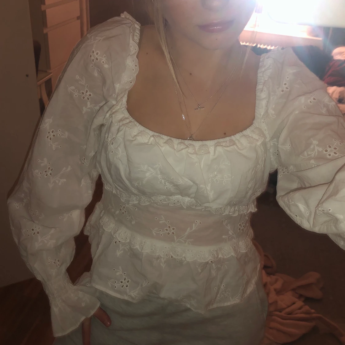 Vit broderad topp H&M - 90