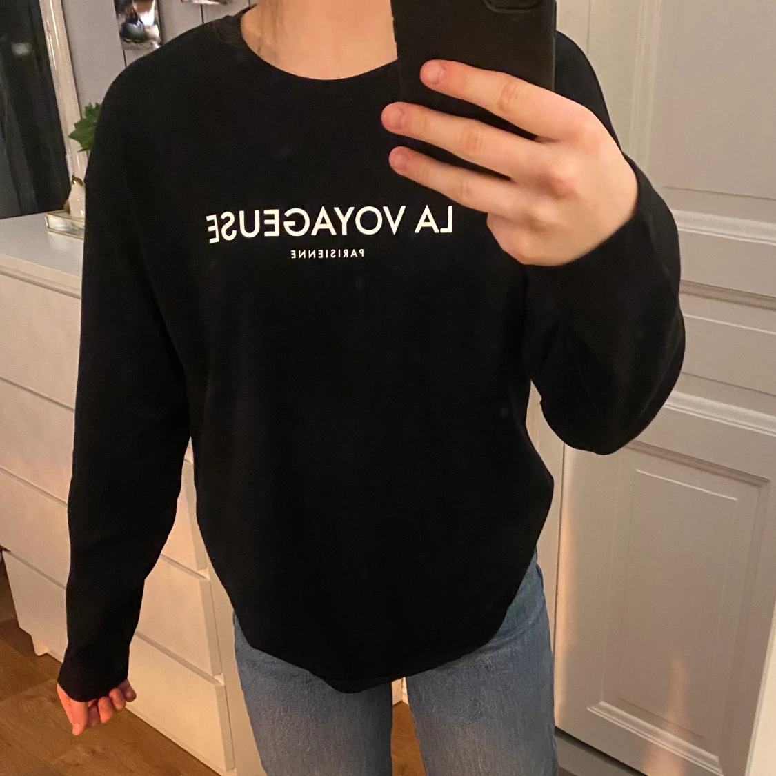 Svart långärmad tröja, oversized  - 90