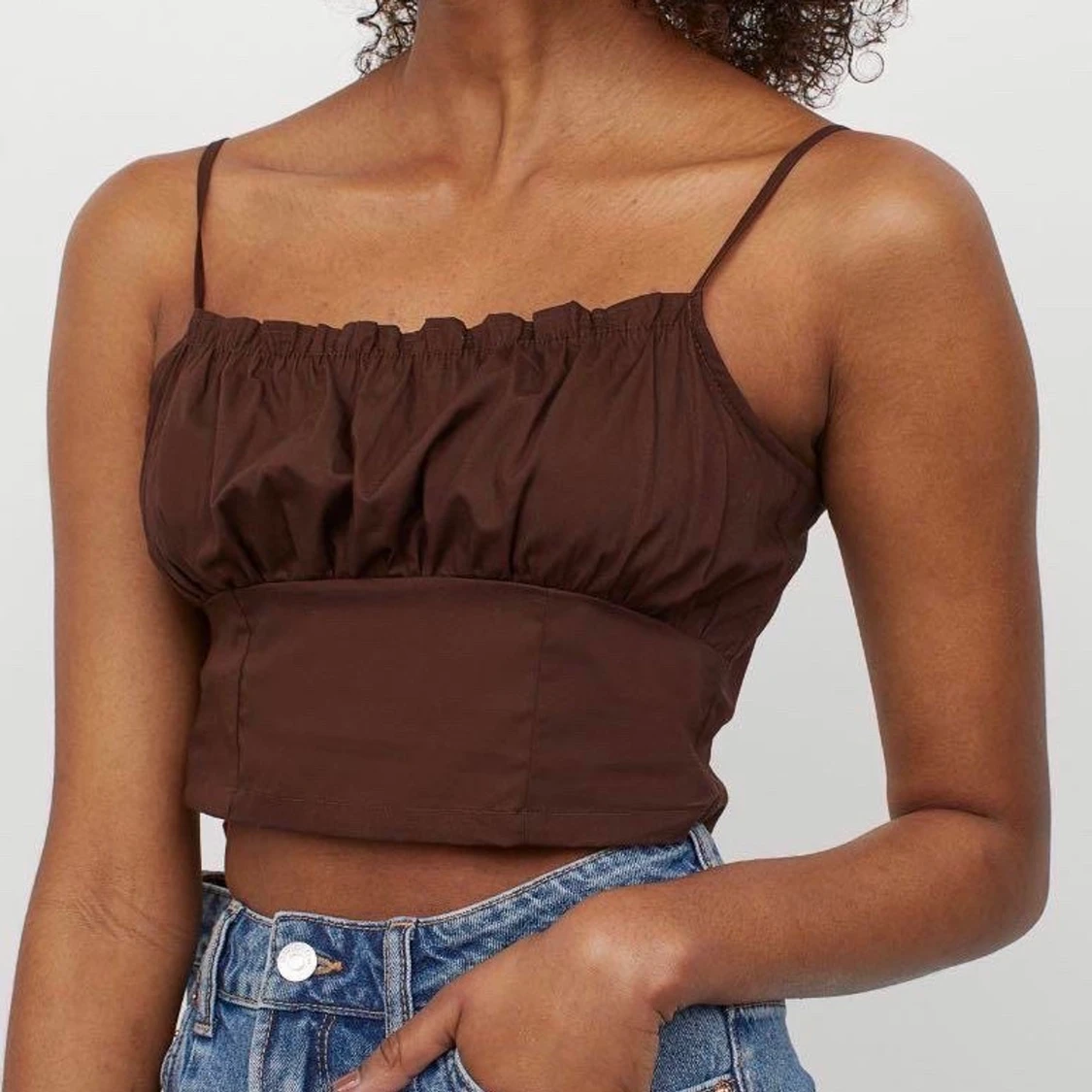 Brunt crop linne storlek 36