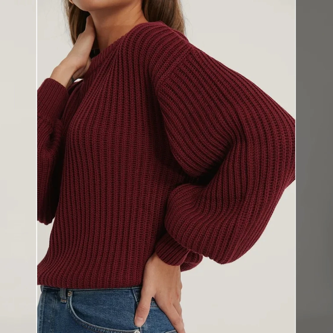 Vinröd tröja från nakd med ballongärm, S - 91