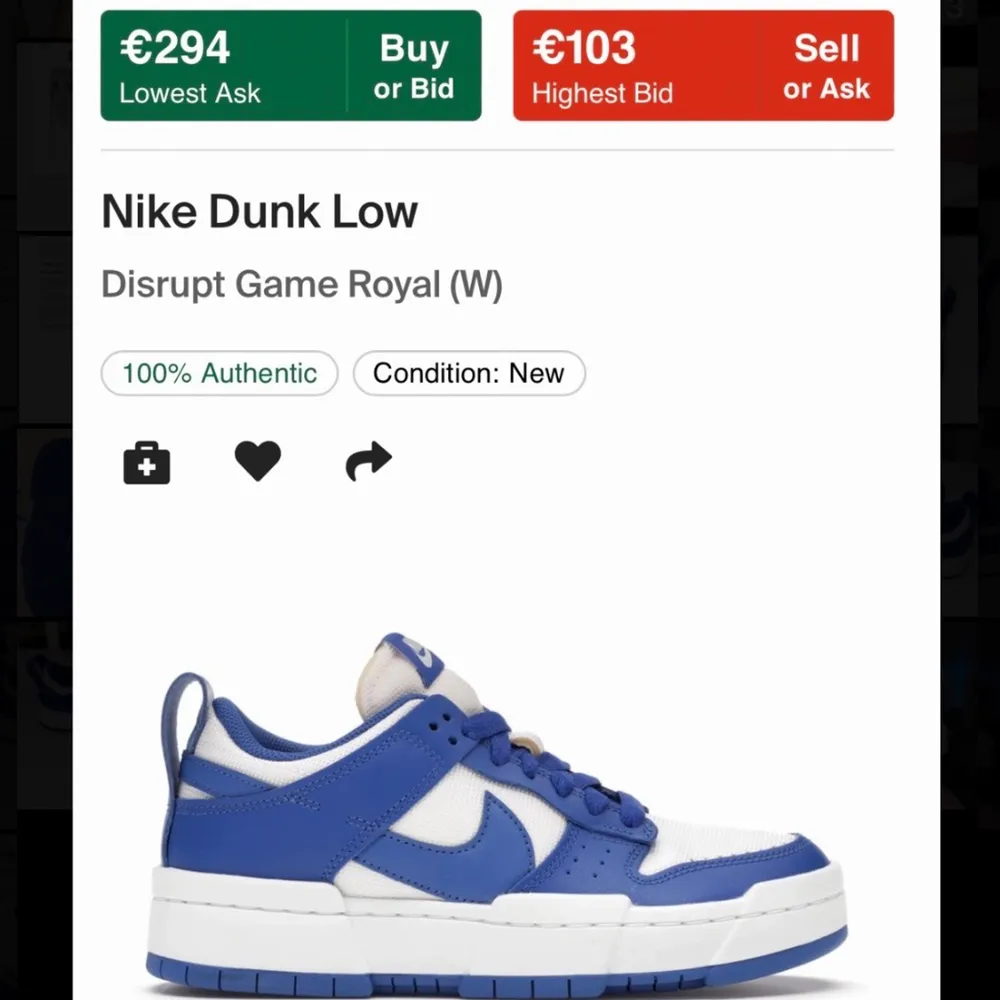 Nike Dunk Low Disrupt Game Royal (W) i stl 6.5 (37,5) i bra skick (kontakta för fler bilder). Skor.