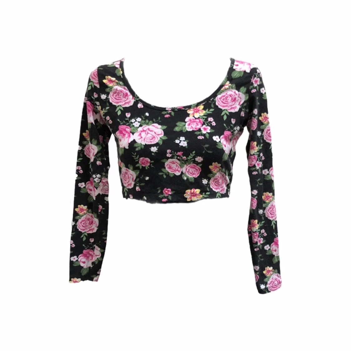 Blommig svart croptop