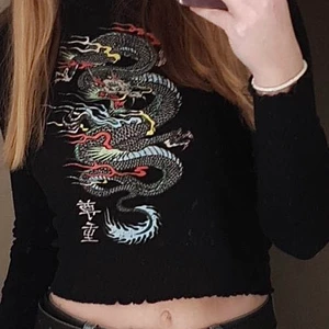 Långärmad topp med tryck XXS - Nästan oanvänd topp med tryck av en drake på. Säljer pga kommer inte till användning.