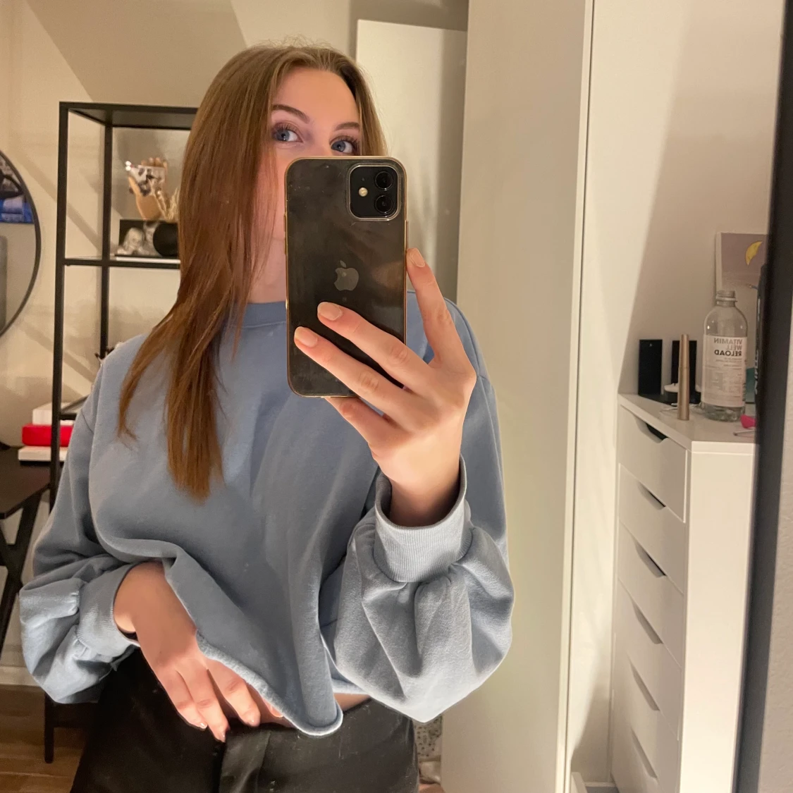 Blå croppad tröja - 90